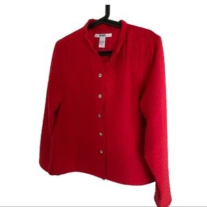 Acorn 100% Silk Ox Blood Quilted Blazer Pockets M